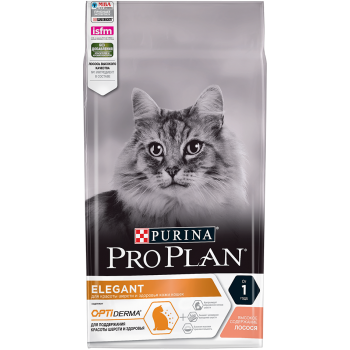 Pro Plan Elegant, для красивой шерсти кошек, лосось, 1,5 кг