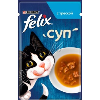 Felix, суп для кошек, с треской, 48 г