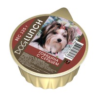 Дог Ланч, консервы д/собак крем-суфле говядина с сердцем, ламистер, 125 гр