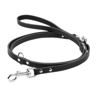 Поводок-перестежка кажаный Collar, черная 25*120-145-185 см