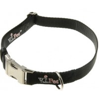 Ошейник нейлоновый V.I.Pet регулир, металл, фастекс  (чёрный) 25 мм (42-70 см) Ошейник нейлоновый V.I.Pet регулир, металл, фастекс  (чёрный) 25 мм (42-70 см)