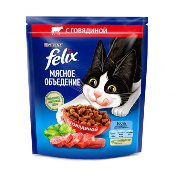Felix, сухой корм для кошек мясное объединение с говядиной, 0,6 кг