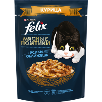 АКЦИЯ: (Скидка 31%) Felix, пауч для кошек, мясные ломтики с курицей, 75 г