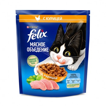 Felix, сухой корм для кошек мясное объединение с курицей, 0,6 кг