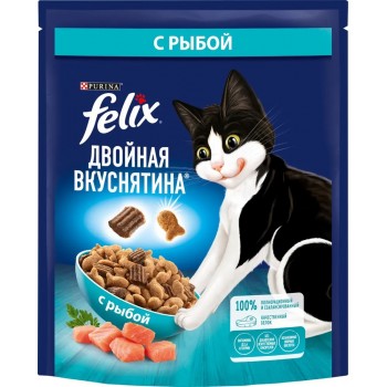 Felix, сухой корм для кошек двойная вкуснятина с рыбой, 0,2 кг
