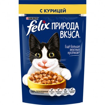 АКЦИЯ: (Скидка 28%) Felix, пауч для кошек, природа вкуса с курицей, 75 г