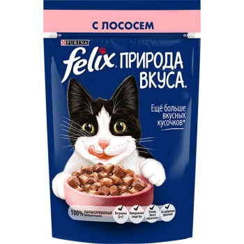 АКЦИЯ: (Скидка 28%) Felix, пауч для кошек, природа вкуса с лососем 75 г