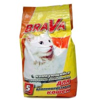 Наполнитель минеральный Brava комкующийся д/длиннош-х кошек, 5 л
