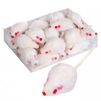 Игрушка д/кошек PerseiLine мышь белая, натуральный мех с кошачей мятой, 5*2 см