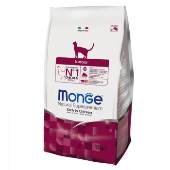 Monge Indoor, для домашних кошек, курица, 1,5 кг