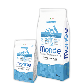 Monge Speciality Hypoallergenic, д/собак, гипоал-й корм, лосось, тунец, 12 кг