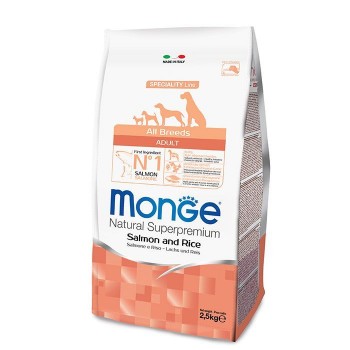 Monge Speciality Adult Line Monoprotein, для взрослых собак всех пород, лосось/рис, 2,5 кг