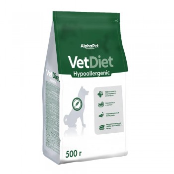AlphaPet Vet Diet Hypoallergenic корм д/собак при пищевой аллергии, 0,5 кг
