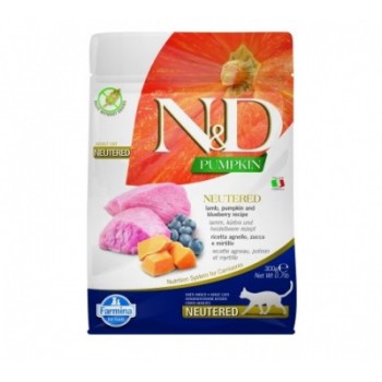 Farmina N&D Cat для кошек стер. ягненок черника тыква 300 г