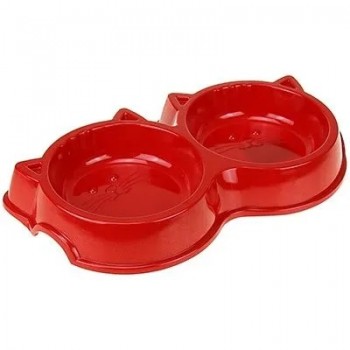 Миска д/животных пластиковая двойная 27*12 см, цвета в ассортименте