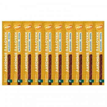 Лакомство д/кошек МНЯМС лакомые палочки (печень/цыпленок), 10 шт*5 г 