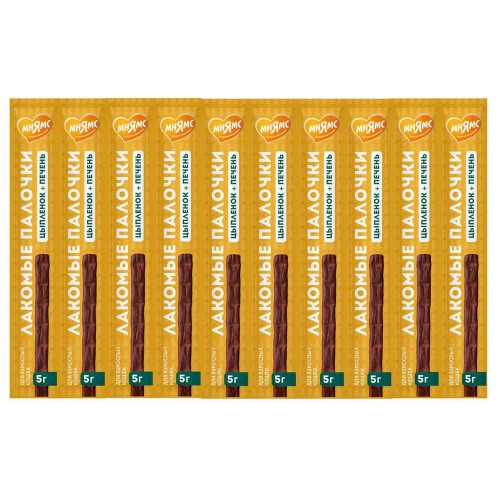 Лакомство д/кошек МНЯМС лакомые палочки (печень/цыпленок), 10 шт*5 г Лакомство д/кошек МНЯМС лакомые палочки (печень/цыпленок), 10 шт*5 г