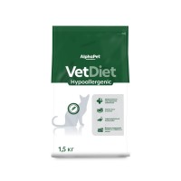 AlphaPet Vet Diet Hypoallergenic д/кошек при пищевой аллергии и непереносимости ингредиентов 1,5 кг
