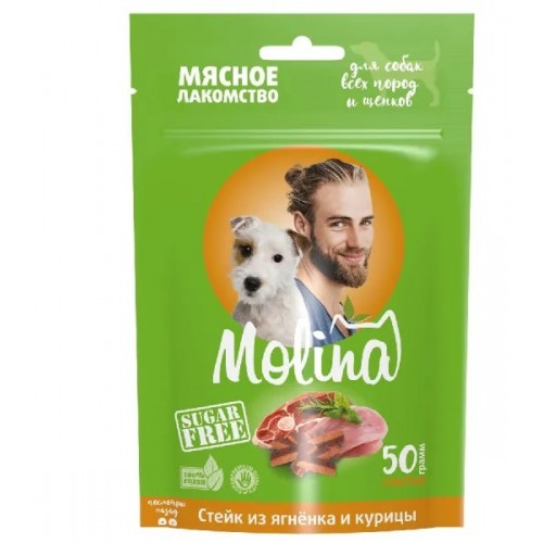 Лакомство д/собак MOLINA Стейк из ягненка и курицы 50 г Лакомство д/собак MOLINA Стейк из ягненка и курицы 50 г