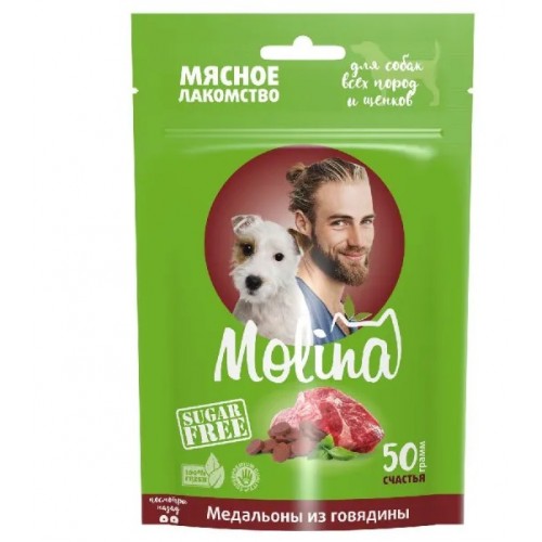 Лакомство д/собак MOLINA Медальоны из говядины 50 г Лакомство д/собак MOLINA Медальоны из говядины 50 г
