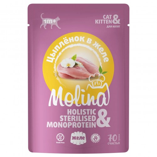 MOLINA пауч для котят цыпленок в желе 70 г MOLINA пауч для котят цыпленок в желе 70 г