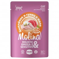 MOLINA пауч для кошек взрослых цыпленок тунец в желе 70 г