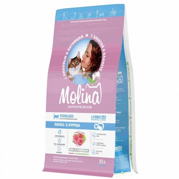 Molina cat Sterilised для кошек стерилизованных курица лосось 1.5 кг
