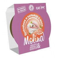 MOLINA ламистер для кошек взрослых цыпленок кальмар в желе 75 г