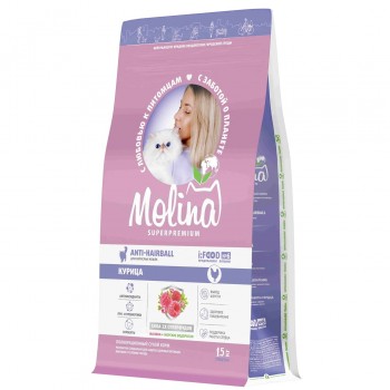 Molina cat Anti-Hairball для кошек курица 1.5 кг