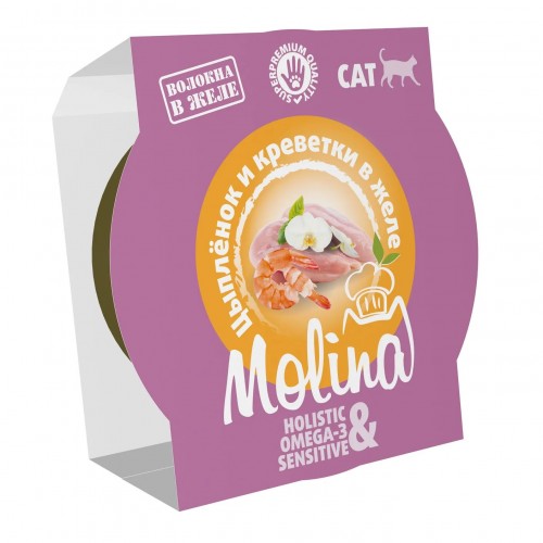 MOLINA ламистер для кошек взрослых цыпленок креветки в желе 75 г MOLINA ламистер для кошек взрослых цыпленок креветки в желе 75 г
