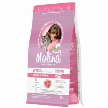 Molina cat Kitten для котят курица лосось 1.5 кг 