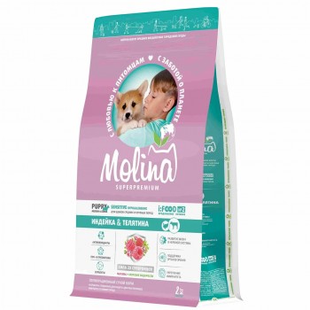 Molina для щенков собак средних и крупных пород индейка телятина 2 кг