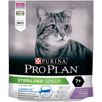 Pro Plan Sterilised 7+, для стерилизованных кошек старше 7 лет, индейка, 0,4 кг