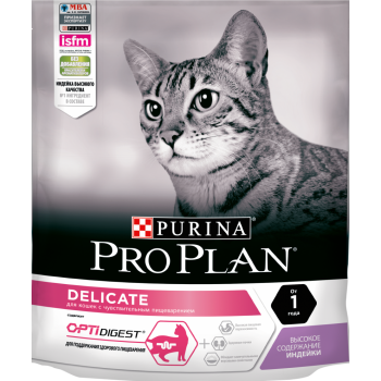 Pro Plan Delicate, для кошек с чувствительным пищеварением, индейка, 200 г