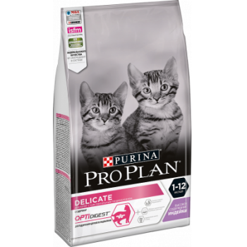 Pro Plan Junior Delicate, для котят с чувствительным пищеварением, индейка, 10 кг