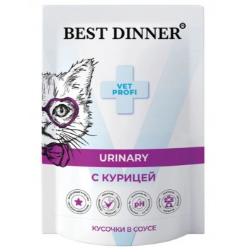 Best Dinner Vet Profi Urinary для кошек, курица, кусочки в соусе (при МКБ), 85 г