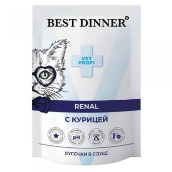 Best Dinner Vet Profi Renal для кошек при почечной недостаточности курица кусочки в соусе, 85 г