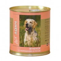 Дог Ланч, консервы д/собак ягненок с потрошками и рисом в желе, 410 г
