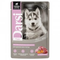 Darsi паучи для щенков,Телятина с морковью, кусочки в соусе, 85 г