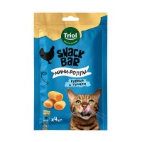 Лакомство д/кошек Triol Snack Bar, мини-роллы с курицей и тунцом, 40 г