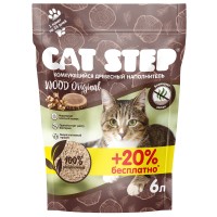 АКЦИЯ: (Подарок 20%) Наполнитель растительный Cat Step Wood Original древесный комкующийся 6 л