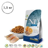 Farmina N&D Cat для кошек стер. сельдь апельсин 1.5 кг