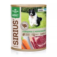 Sirius корм консервы для собак говядина морковь 340 г