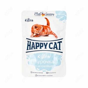 Happy Cat консервы для кошек, курочка с морковью кусочки в соусе, 100 г