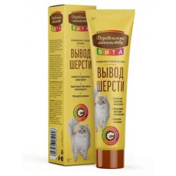 Лакомство д/кошек Деревенские лакомства ВИТА паста для вывода шерсти с креветкой 120 г