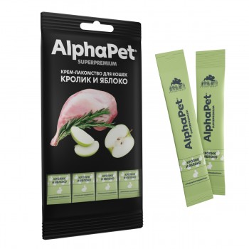 Лакомство AlphaPet Superpremium крем-лакомство для кошек кролик яблоко 48 г