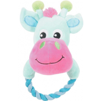 Игрушка д/собак Zolux плюшевая Корова с кольцом (бирюзовая)