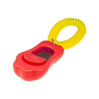 Кликер д/дрессировки трёхтоновый в форме лапки с браслетом ZooOne (красный)