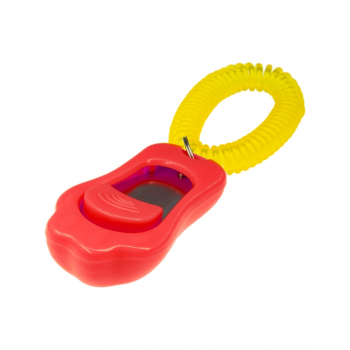 Кликер д/дрессировки трёхтоновый в форме лапки с браслетом ZooOne (красный)