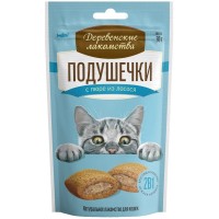 Лакомство д/кошек Деревенские лакомства подушечки с пюре из лосося, 30 г